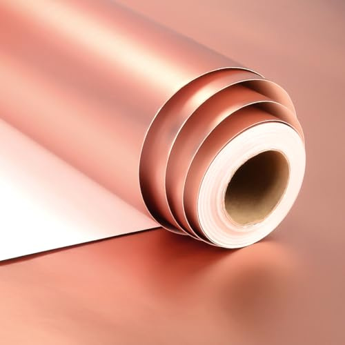 Papel de Regalo Oro rosa, 43 cm x 10 m Papel Regalo Oro rosa Metálico para Navidad Cumpleaños Aniversario Bodas