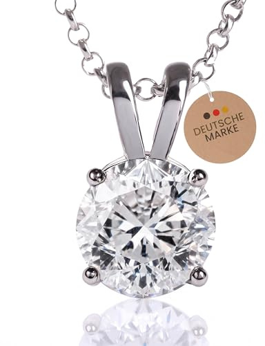 SOMEDA 925 silverhalsband med moissanit hänge, 1,2 eller 3 karats diamantersättning