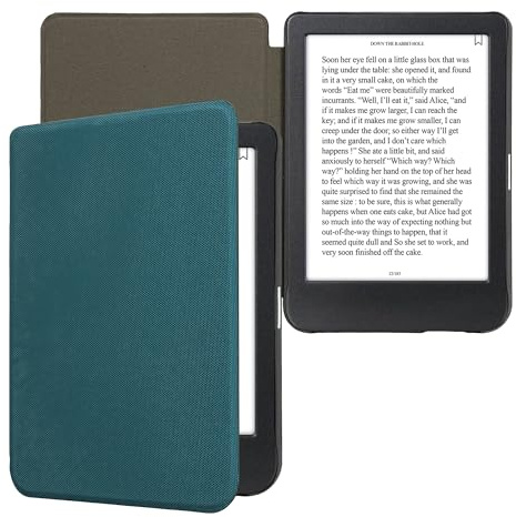 kwmobile Case Compatible with Kobo Clara BW/Colour - Nylon Protective e-Reader Cover Folio Book Style Case - Petrol