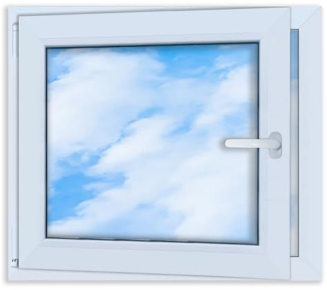 LORAC | Finestra in PVC bianca, 800x700mm, DIN Sinistra, inclinabile e apribile, doppio vetro, a risparmio energetico – Finestra con certificato CE per cantina e appartamento