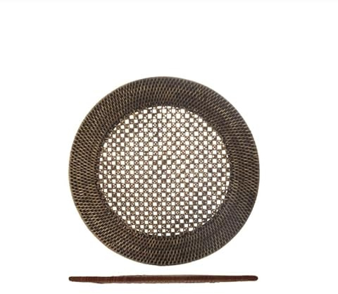 H&H Tovaglietta Sottopiatto in Rattan Marrone Scuro – Ø 36 cm – Elegante e Resistente – Perfetta per la Tavola e l’Arredo