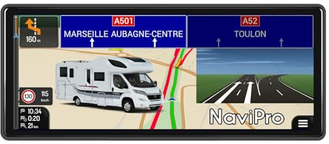 GPS Camping Car 10 Pouces NaviPro Max GPS pour Camping-Car, Navigation Europe et Maroc, Aires de Camping, Mises à Jour Gratuites à Vie