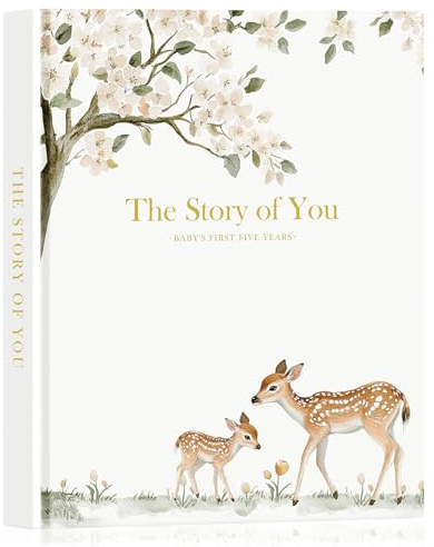 Lanpn Álbum Fotos Bebé Primer 5 Año para Niño Niña, The Story of Your Baby Memory Book, Libro Recuerdos Bebe, Baby's Journal Diario Recién Nacido Regalo (Inglés, 154 Páginas)