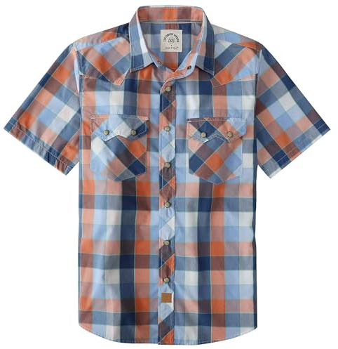 Dubinik® Pearl Snap Western-tröjor för män kortärmad cowboy rutiga skjortor för män vardaglig skjorta med 2 fickor vintage