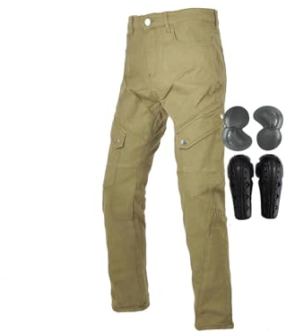 Herrmotorcykelbyxor CE Armored Adventure Touring Jeans Slim Fit Höft-Knäskydd(Green,XXL)