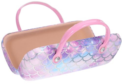 MAJORMENCH Portable Pu Leather Glasses Case for Kids Lightweight and Comfortable Hand Feel Eyeglass Storage Pouch with Metal Frame Suitable for Travel and Daily Use