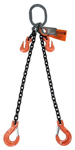 Advantage Rigging - Chain Sling - 3/8 x 5' Double Leg with Sling Hooks and Adjusters - Grade 100