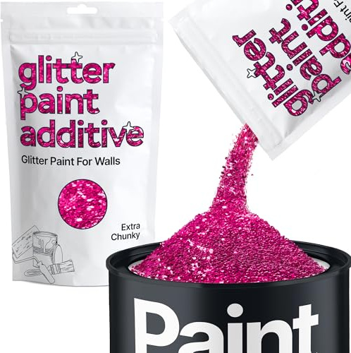 Hemway Dark Rose Pink Glitter Paint Additive Extra Chunky 100g | for Paints & Varnish | Paint Walls Sparkly Add to Emulsion, Acrylic or Lacquer Indoor