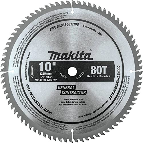 Makita D-65470 10 80T Micro-Polished Miter Saw Blade, Fine Crosscutting