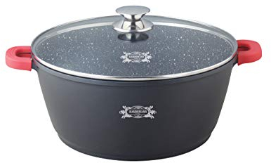 Haussmann Héritage® Faitout/MarmiteDiamètre 40cm hauteur 17cm 18.5L avec Revêtement type pierre-Tous feux dont induction- HM-4017M (40) Noir