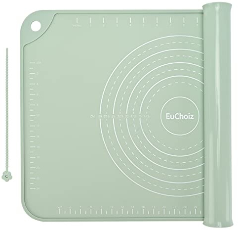 EuChoiz Silicone Pastry Mat 24*16 Extra Thick Non Stick Baking Mat Food Grade Silicone Dough Rolling Bake Mat with Edge Heightening