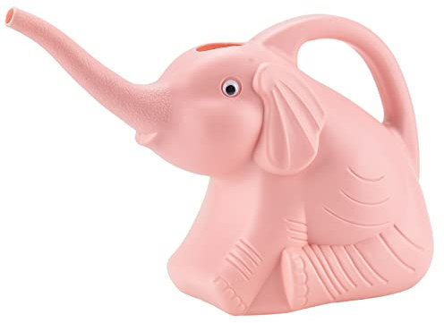 Pcscevcr Annaffiatoio in plastica a forma di elefante, 2 l, con bocca lunga, naso lungo, bollitore da giardinaggio (rosa)