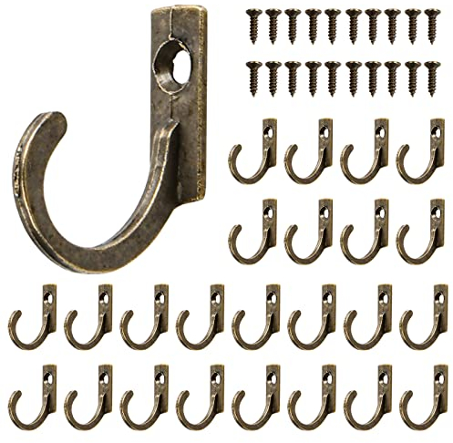 Xzeemo 20 Kleiderhaken mit Schrauben, Vintage Einzelhaken Bronze, Antike Garderoben-Haken Schlüsselhake, Garderobenhaken Metall, Material Zinklegierung, Vintage Haken für Küche Handtücher Badezimmer