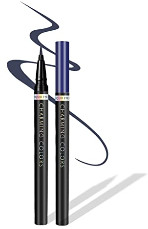 Music Flower Flüssiger Eyeliner, Wasserfester und Wischfester Flüssiger Eyeliner-Stift, Mehrere Farboptionen, Flexibler Stift für Einfache Kontrolle, Dunkelblau
