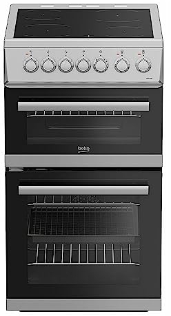 Beko EDVC503S 50cm Double Oven Electric Cooker with Ceramic Hob - Silver, (Pack Of 1)
