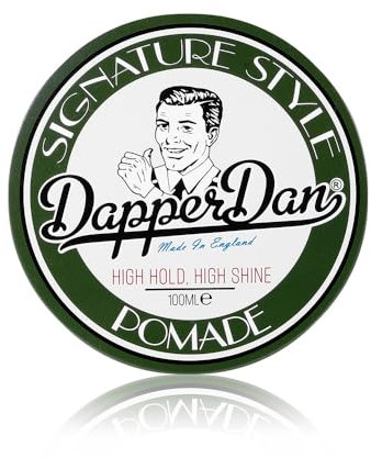 Dapper Dan Signature Style Pomade, Pomata per capelli ad alta brillantezza e tenuta elevata per uomini, Realizza stili classici, Pomata a base d'acqua per tutti i tipi di capelli, 100ml
