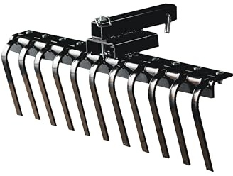 MotoAlliance Impact IMPLEMENTS® BCS Agricultural Field Rake with 11 Spring Steel Tines. Great for Cleaning Up Debris for Planting and Other Farming Tasks.
