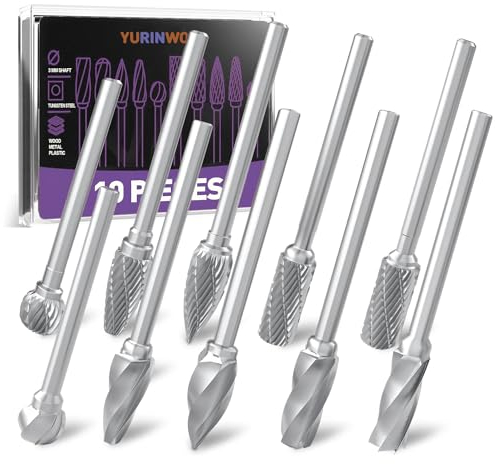 Punte per smerigliatrice in carburo compatibili con Dremel, punte rotanti in acciaio al tungsteno a doppio taglio, 5 pezzi, punte da trapano per intaglio del legno, 5 pezzi con gambo da 1/8, adatte