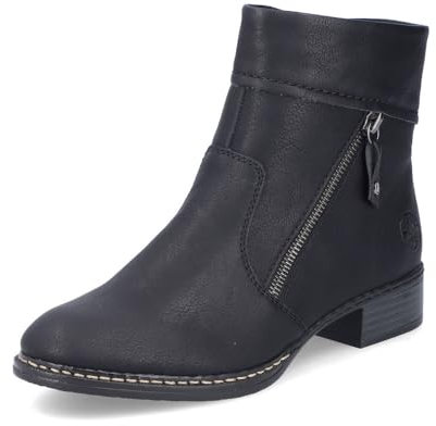 Rieker Damen Ankle Boots 73460, Frauen Stiefeletten,uebergangsstiefel,knöchelhoch,reißverschluss,Stiefel,Bootee,Booties,schwarz (00),41 EU / 7.5 UK