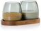 AdHoc MZ02 Set Milchkännchen und Zuckerdose mit Untersetzer YUNA | Premium Set für Tee oder Kaffee aus Borosilikatglas | mundgeblasene Unikate im skandinavischen Design | Glas in Rauchgrau & Holz