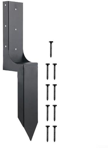 Piquet de support de pilier de clôture, en acier avec revêtement noir, kit d'ancrage de poteau de clôture, kit de réparation d'ancrage pour poteaux en bois (1 pièce)