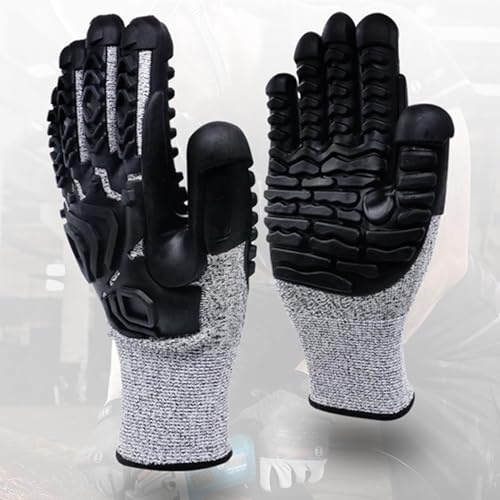 EMOVEGO TPE Anti-Vibration Cut Resistant Gloves -40°C~130°C | Oil/Heat Resistant Heavy Duty Gloves, Reinforced Grip for Construction/Machinery/Welding, For Men's Special Thickened Version, XL Size