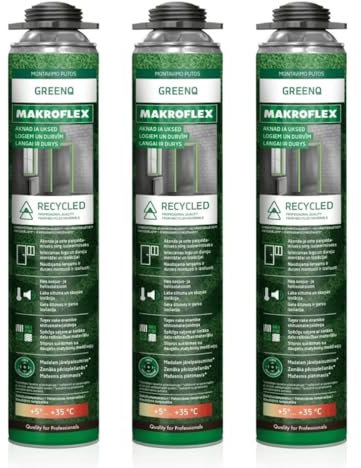 Bauschaum Montageschaum PU Schaum GREEN Q PRO - Pistolenschaum - Effektiver Dämmung- und Fugenfüller-Schaumstoff für präzise Anwendungen - Schaum zum Isolieren (3 x 750ml)