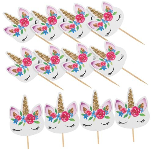 ibasenice 36pcs Cupcake Toppers Safe Paper Cake Inserting Picks for Birthday Wedding Shower and Holiday Parties Decorative Dessert Ornaments