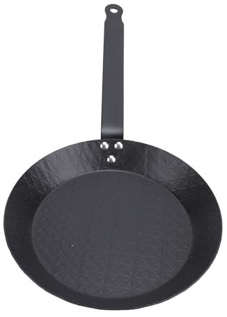 Pssopp Nonstick Frying Pan, Carbon Steel Material Comfortable Grip Design Long Lasting Use Smokeless Carbon Steel Skillet for Steak Fish Egg Vegetable (28cm)