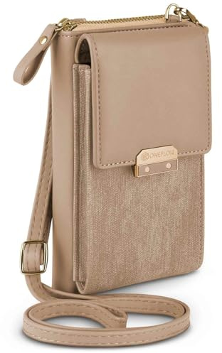ONEFLOW Bliss Purse für iPhone 15 Pro Max Handytasche zum Umhängen Damen mit Portemonnaie, Handy Umhängetasche mit Geldbörse und Handyfach, Kleine Handtasche, Cream Beige