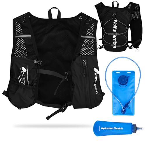 Rzspher Ultraleicht Laufrucksack, Trinkrucksack Laufen, Laufweste Herren Marathoner mit 2L Trinkblase und 500ML WasserflascheDamen für Marathon, Joggen, Radfahren, Camping, Wandern