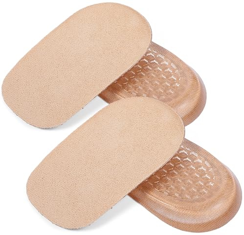 Yuanchu 2 par gel, upphöjda innersulor, osynliga skolyftinsatser, höjd höjning, hälsulor, självhäftande hälkuddar, stötdämpning, skoinlägg för män och kvinnor (beige)