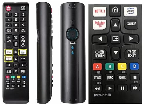 Enginess® Ersättare Samsung TV Remote BN59-01315B – kompatibel med smarta modeller 4K UHD HDR QLED LCD TV-apparater – Netflix, Prime Video, Rokuten-knappar – universell fjärrkontroll ingen
