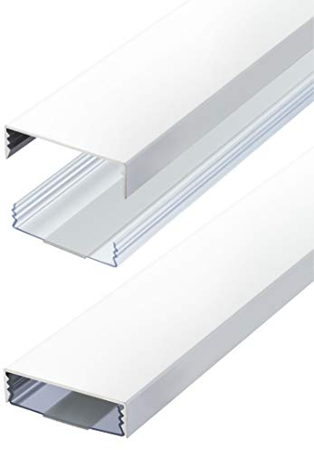 Flacher Design Aluminium Kabelkanal lackiert in Mattweiss RAL9003 selbstklebend 50 mm x 15 mm Alunovo Kabelschacht Leitungskanal Installationskanal (Länge: 40cm)