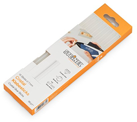 Steinel Bâtons de colle cristal, diam. 7 mm, stylo á colle chaude transparente, cartouche á colle chaude d'une longueur de 150 mm, paquet de 96g, 006624, 16 pc(s)