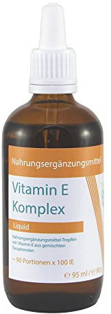 VITARAGNA Vitamin-E Komplex flüssig, natürliches Tocopherol, Vitamin-E Öl in bioaktiver Form in hochwertigem Sonnenblumenöl gelöst als hochdosiertes Liquid mit 100 IE in 1g - 95ml
