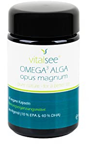 Vitalsee OMEGA 3 ALGA – 500 mg Algenöl mit EPA & DHA – 60 vegane Kapseln – glutenfrei & laktosefrei