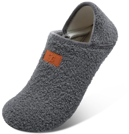 Scurtain Unisex Adults Rubber Sole Slippers Womens Slippers Dark Grey Size 8.5-9.5 W