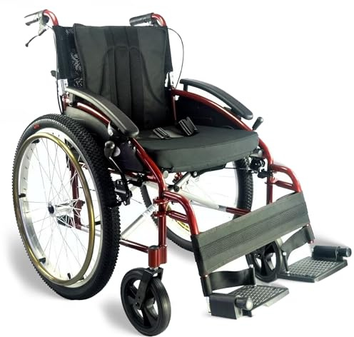 Voyager Self Propel Folding Outdoor All Terrain Wheelchair - Choice of Sizes and Colors (Red, 18 Seat Width)