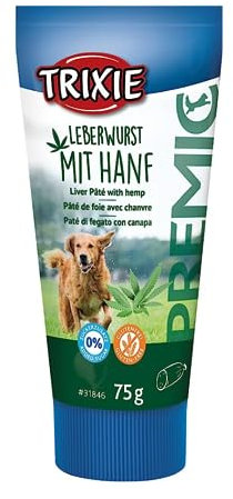 TRIXIE Hundeleckerli PREMIO Hunde-Leberwurst mit Hanf 75g - Premium Leckerlis für Hunde glutenfrei - ohne Getreide & Zucker, schmackhafte Belohnung für Training & Zuhause - 31846