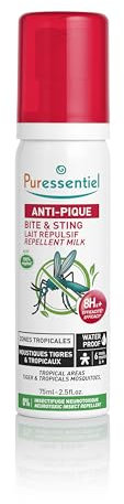 Puressentiel – Lait répulsif Waterproof Anti-moustiques – Zones tropicales – Corps et visage - Actif 100% d'origine naturelle dont Citronnelle - Efficacité 7,5H - 75 ml