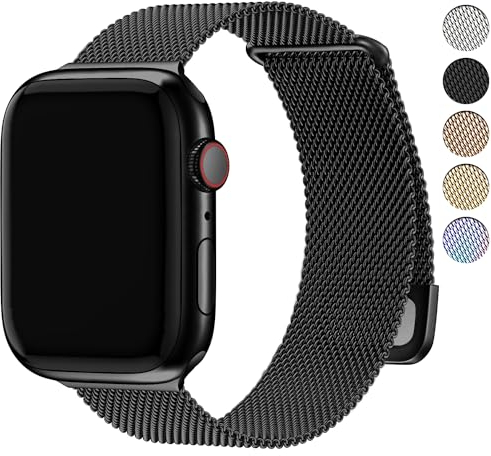 Fullmosa Compatible avec Bracelet Apple Watch 49/46/45/44/42mm(Series 3 2 1) pour Hommes, ceinture iwatch en acier inoxydable pour iWatch Ultra 2 1 Series 10 9 8 7 6 5 4 3 2 1 SE 49/46/45/44/42mm Noir