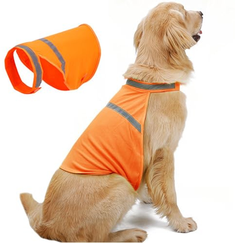 Povanjer Gilet de sécurité pour Chien - Gilet de visibilité pour Chien Gilet Orange Fluorescent réglable pour Chien | Gilet de Chasse pour Chien, Fournitures pour Animaux de Compagnie, Confortable