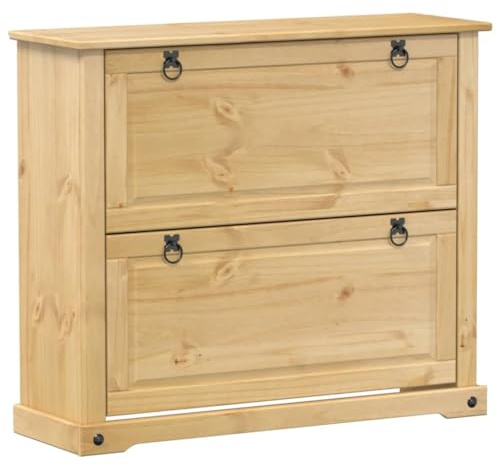 vidaXL Scarpiera Corona 99x32x85 cm in Legno Massello di Pino, Mobile per Scarpe, mensola per Scarpe, Porta Scarpe, Armadio per Scarpe