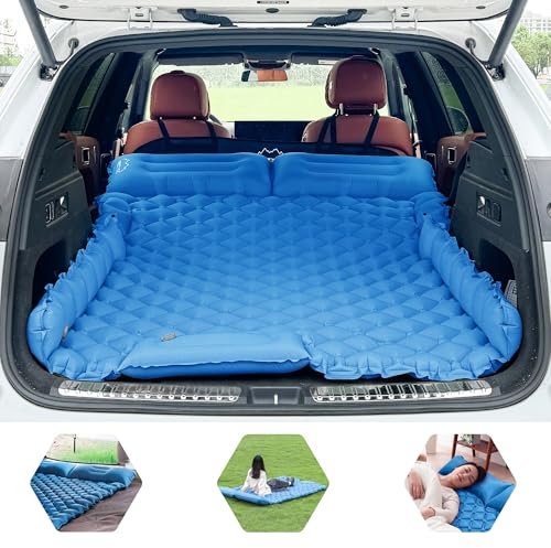 ONTYZZ Auto Matratze SUV Luftmatratze 2 Personen Luftbett für Reisen Camping Isomatte Selbstaufblasende Schlafmatten mit Fuß Pumpe & Kissen Aufblasbare Camping Bett 183 * 13 * 7CM