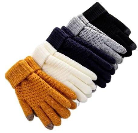 sanvpwsan 4 Pairs Touchscreen Winter Gloves for Women Men, Touch Screen Gloves Women, Elastic Cuff Winter Texting Glove for Cycling Running Driving Hiking Biking