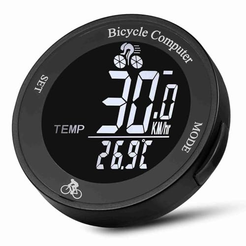 Cykeldator, Cykeldator Trådlös Cykelhastighetsmätare med LCD-bakgrundsbelysning Cykelvägmätare och Hastighetsmätare för Cykel (Svart bakgrund & vit digital)