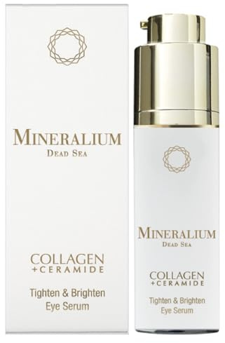 Mineralium - Suero Contorno de Ojos Lifting con Colágeno Hidrolizado y Ceramidas - Reduce Bolsas y Ojeras, Reafirma - Cafeína, Vitamina C, Minerales del Mar Muerto - 30ml