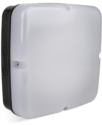 Bright Source Wall & Ceiling Square Utility LED Bulkhead, Black, Switchable Wattage 9W 14W 18W, IP65, 120° Beam Angle, Switchable 3CCT Colour Temperature 3000K 4000K 6000K