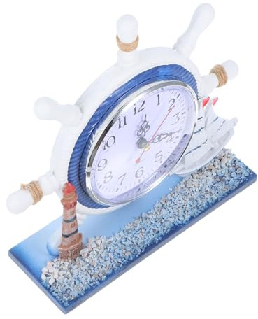 JECOMPRIS Orologio Decorativo Pallina Della Ruota Della Nave Orologi Costieri Da Parete Piccolo Orologio Timone Orologio Da Scrivania Orologio Da Tavolo D'epoca Orologio Retrò Addominali